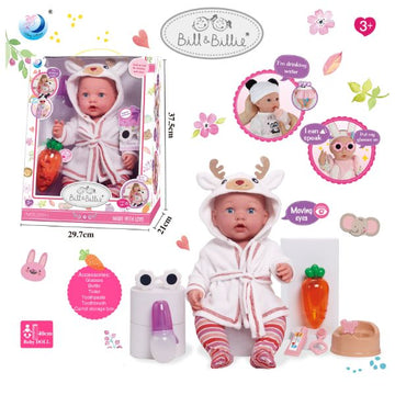 Baby Doll with Bathrobe & Accessories – Pretend Play Baby Doll Set