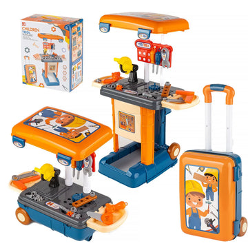 Kids Tool Workshop Suitcase Set 3-in-1 – Portable Workbench Table with Toy Tools (MAT Group)