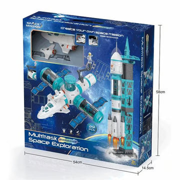 Multi Mission Space Exploration Kit – Mostop STEM Space Shuttle Rocket Launcher Toy Set with 6 Astronauts (3+)