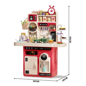 95 cm Kids Play Kitchen Set – 89 Pieces Pretend Cooking Kitchen with Color-Changing Food Accessories
