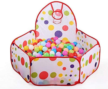 Foldable Play Tent Ball Pit Pool – Kids Pop-Up Playpen with Mini Basketball Hoop (1.2m)