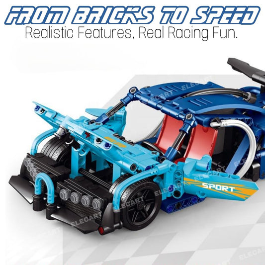 Remote Control Sports Car Building Set – 1:16 Scale, 395 Pieces, STEM RC Car Kit