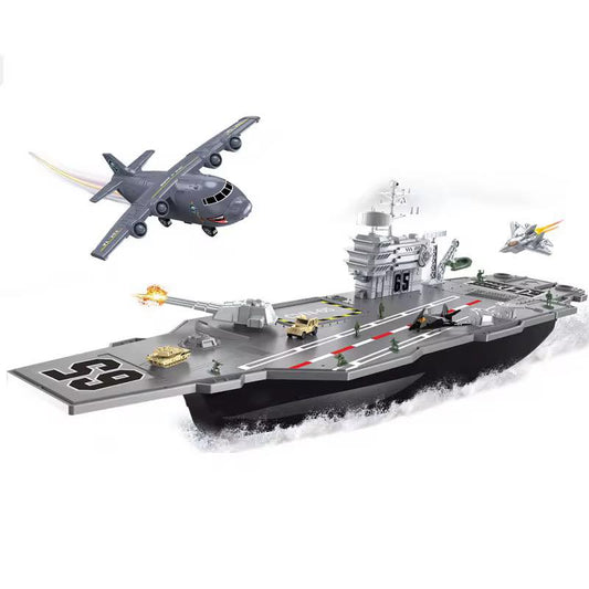 Military Base Aircraft Carrier Set – Military Airplane Playset with Aircraft Carrier for Kids (Age 3+)