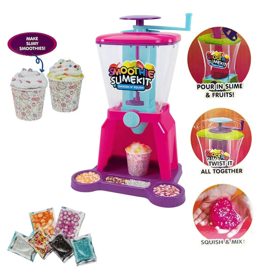 Smoosh N Squish Smoothie Machine Slime Kit – Slime Blender Playset with 8 Scented Slime Packets + 6 Add-Ins (DIY Sensory Toy)