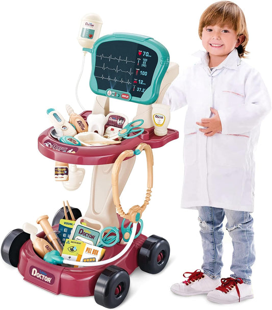 Little Doctor Playset Center – Portable Kids Medical Kit with 24 Accessories (Stethoscope, Dental & Surgery Tools) Pretend Play Doctor Set for Kids 3+