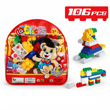 IQ Building Blocks Set – 106 Pieces Jumbo Bricks in Carry Backpack Bag for Kids (Age 3+)