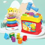 Educational Toy Set – Hammer & Peg “Bate-Bate” + Ring Stacking Tower (18 Pieces) for Toddlers (12M+)