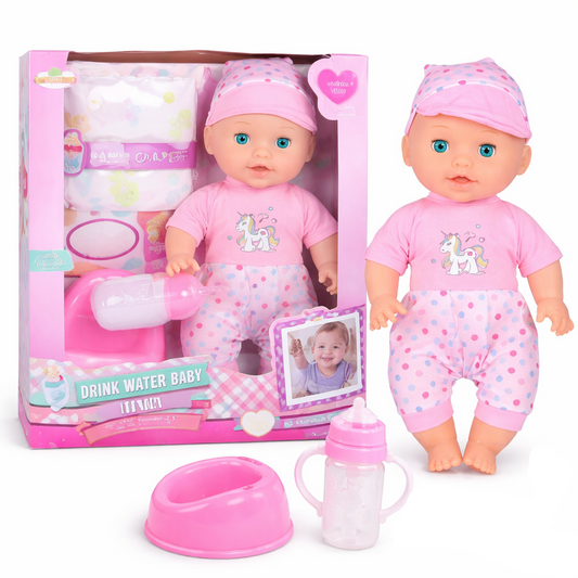 Interactive Baby Doll (33cm / 14") – Drinks Water & Pees, with Potty + Bottle + Diaper Accessories