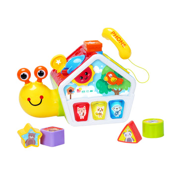 FiveStar Multi-Function Funny Snail Baby Sensory Activity Cube – Music + Shape Sorter + Gears & Bead Maze