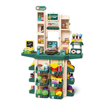 71-Pcs Kids Kitchen & Supermarket Play Set – Pretend Grocery Store with Cash Register, Scanner, Fruits, Ice Cream & Food Role Play Toy