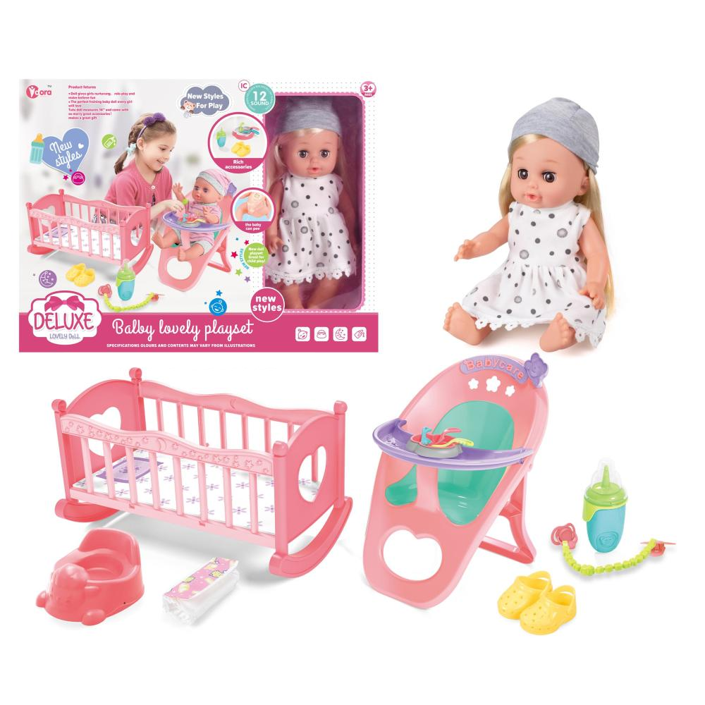 Deluxe Baby Doll With Bed And High Chair