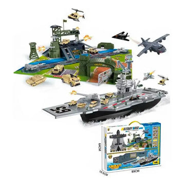 Military Base Aircraft Carrier Set – Military Airplane Playset with Aircraft Carrier for Kids (Age 3+)