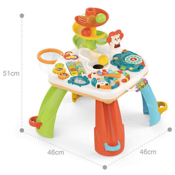 Baby Activity Play Table – Interactive Learning Table with Music & Lights + Gears + Buttons + Ball Drop Tower (12M+)