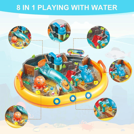 Fee Fee Planet Waterpark Fishing Set FL1202 – Magnetic Fishing Water Play Set with 14 Sea Animals, 2 Fishing Poles & Interactive Water Park