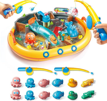 Fee Fee Planet Waterpark Fishing Set FL1202 – Magnetic Fishing Water Play Set with 14 Sea Animals, 2 Fishing Poles & Interactive Water Park