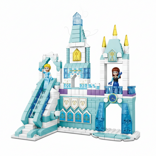A LEGO Frozen-themed set featuring a castle, Elsa's throne, and characters from the movie. The set is displayed with its packaging and a 36-piece Frozen puzzle included.