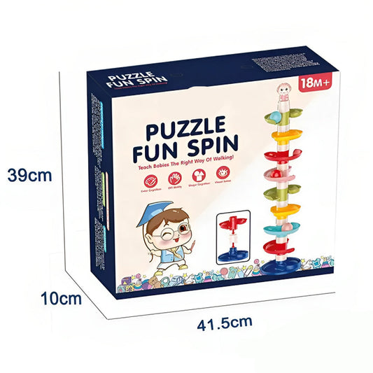 Box of Toy Land Puzzle Fun Spin toy with dimensions and branding.