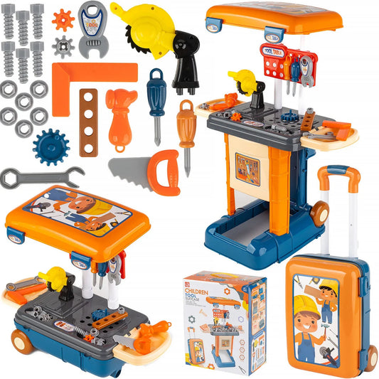 Kids Tool Workshop Suitcase Set 3-in-1 – Portable Workbench Table with Toy Tools (MAT Group)