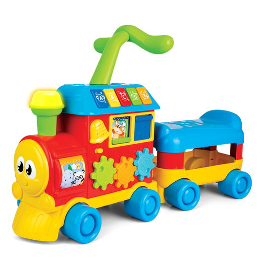 Winfun - Grow-with-me train with 3 levels of play - floor play, push around walker, ride-on
