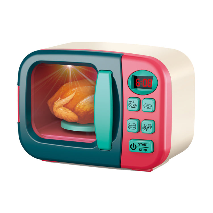 Battery Operated Microwave Set With Food and Kitchen Tools