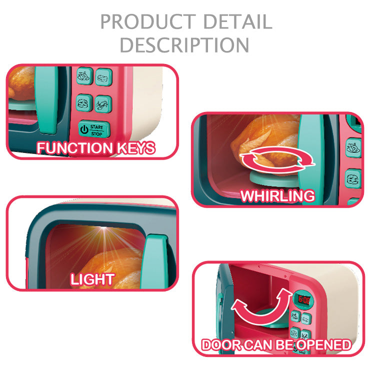 Battery Operated Microwave Set With Food and Kitchen Tools